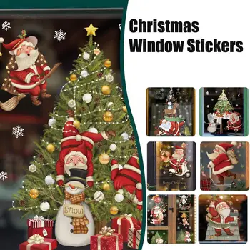 Yeni Noel Dekorasyon Pencere Çıkartmaları Santa Hediyeler Yıl Sticker Ağacı Mutlu Sticker Ayna Cam Pencere Noel Yeni 2023 Chri F9v7
