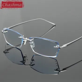 Chashma Elmas Kesilmiş Gözlük Erkekler Çerçevesiz Gözlük Çerçeve Tonu Lensler Kaliteli Optik Kristal Saf Titanyum Gözlük 2