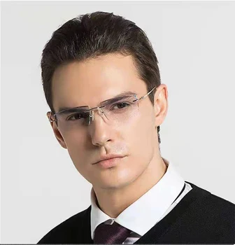 Chashma Elmas Kesilmiş Gözlük Erkekler Çerçevesiz Gözlük Çerçeve Tonu Lensler Kaliteli Optik Kristal Saf Titanyum Gözlük 4