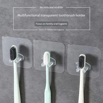 4 adet Çıkarılabilir Diş Fırçası Tutucu Şeffaf Seyahat Standı Tuvalet Tıraş Organizatör Çocuklar Diş Fırçası Depolama Raf Banyo Gadgets 5