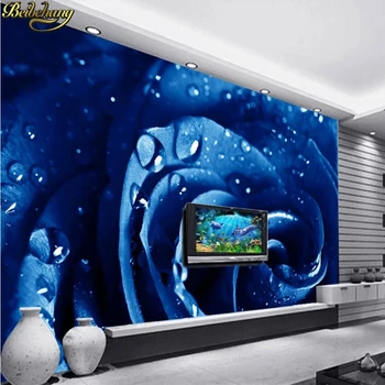 Beibehang mavi gül çiçek Fotoğraf duvar kağıdı Rulo Tv Arka Plan 3d Duvar Kağıdı yatak odası Dikişsiz Duvar Resimleri duvar kağıdı s ev dekor