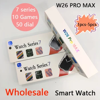 W26 Pro Max akıllı saat 7 İki Düğme ile Erkekler Kadınlar DIY İzle Yüz Bluetooth Çağrı Su Geçirmez Spor İzle IWO 13 Serisi 7 PK W27