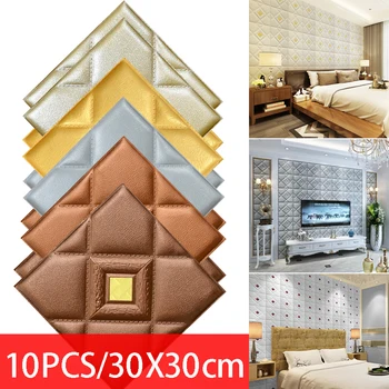10 ADET 3D Yumuşak Duvar Sticker Kendinden yapışkanlı su geçirmez duvar çıkartması DIY Yatak Odası Oturma odası arka plan Duvar Ev Dekorasyon 30X30cm