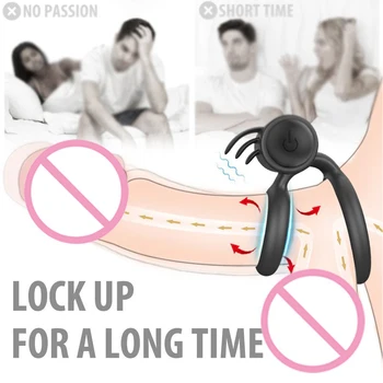 Vibratör Penis Halkası Seks Oyuncakları Erkekler için Ereksiyon Gecikme Boşalma Çift Horoz Halka Çift Sevgilisi Klitoris Stimülasyon Penis Büyütme 2