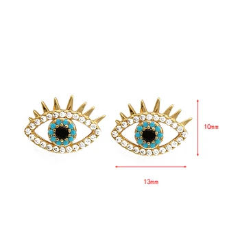 NAZAR Mikro Açacağı Zirkon Damızlık Küpe Altın Renk Mavi Türk Göz Küpe moda takı Kadınlar Bayanlar Kızlar için EY6510 2