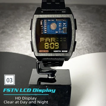Dijital kol saati Erkekler dijital saat Paslanmaz Çelik Bileklik İle 50 M/164FT Su Geçirmez Açık Dijital akıllı saat