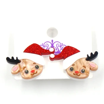 1 Çift Yeni ürün CN düğme küpe kadınlar İçin Noel geyik sevimli Akrilik Takı 1