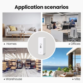 AVATTO WiFi Akıllı Sıcaklık Nem Sensörü, Tuya Kapalı Higrometre Sıcaklık Sensörü Nem Ölçer Desteği Alexa Google Ev