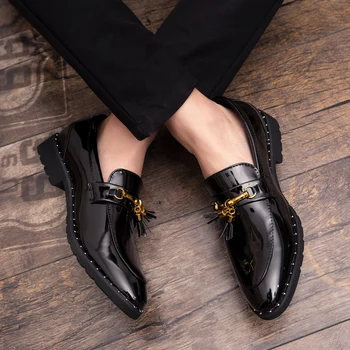 WEH Erkek loafer'lar deri erkek ayakkabıları Erkekler püskül loafer'lar deri püskül Mokasen homme Calzado hombre Zapatos de hombre erkek ayakkabısı 1