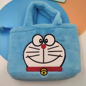 Kawaii peluş çanta Doraemon Japon Karikatür omuzdan askili çanta Kızların Çok Yönlü Yüksek Kapasiteli Cep Telefonları Crossbody Çanta ve Çanta