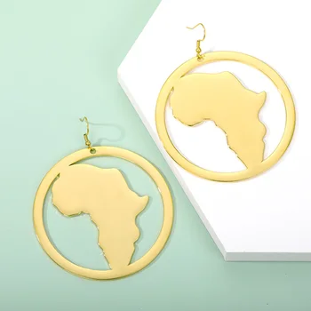 Küpe Afrika Harita Küpe 2020 Afrika Etnik Takı Hediye Altın Renk Afrika Süsler Geleneksel BFF Abartma Küpe