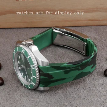 Katlanır İle kauçuk Watchbands 20mm Siyah Mavi Kırmızı Yeşil Bilezik RX Denizaltı Uygun Toka Siyah Su Hayalet Zincir İzle