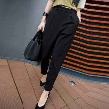 Rahat Pantolon Kadın Yeni Sıcak Moda Kadın Moda Ayak Bileği Uzunlukta Pantolon Kadın Klasik Orta Elastik Bel