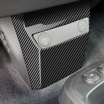 Araba Karbon Fiber Ön USB Fişi Çerçeve Anti-Kick Paneli Kapak Trim KİA EV6 2021 2022