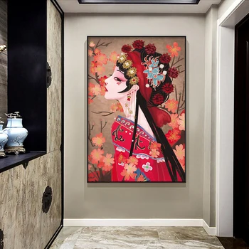 Çin Geleneksel Pekin Operası Kadın Karakterler Tuval Boyama Posterler Duvar Sanatı Resimleri Tuval Baskılar Ev Odası Dekor