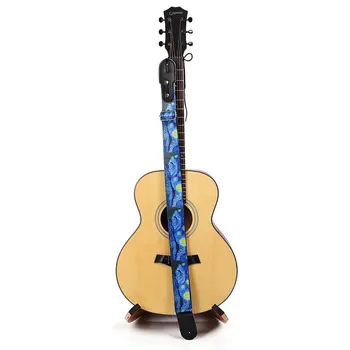Van Gogh Desen Gitar Askısı Ayarlanabilir Yıldızlı Gökyüzü Bas Ukulele Halk Kafiye Yaylı Müzik Aletleri Aksesuarları Kemer 2021 2