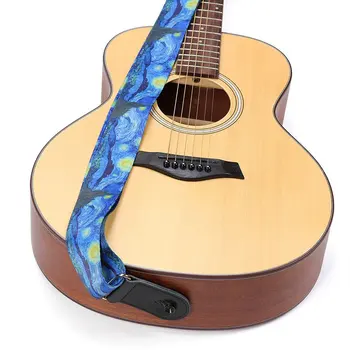 Van Gogh Desen Gitar Askısı Ayarlanabilir Yıldızlı Gökyüzü Bas Ukulele Halk Kafiye Yaylı Müzik Aletleri Aksesuarları Kemer 2021 4