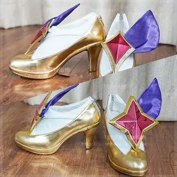 Oyun LOL Ahri Cosplay Ayakkabı Yıldız Guardian Yüksek Topuk LOL Ahri Cosplay Ayakkabı Sihirli Kızlar Ahri Cosplay Ayakkabı