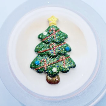 10 Adet Sevimli Karışık Parlayan Noel serisi Düz geri Reçine Cabochons Scrapbooking DIY Takı Craft Dekorasyon Aksesuarları E96