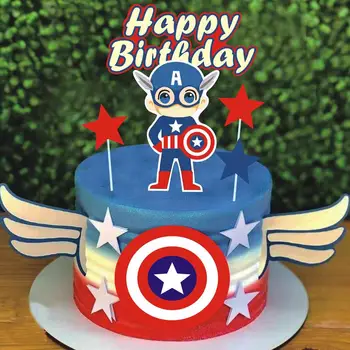 8 adet Karikatür Mutlu Doğum Günü Pastası Topper Seti Sevimli Süper Kahraman Kağıt Kek Topper Çocuk Boys Doğum Günü Partisi Kek Süslemeleri 3