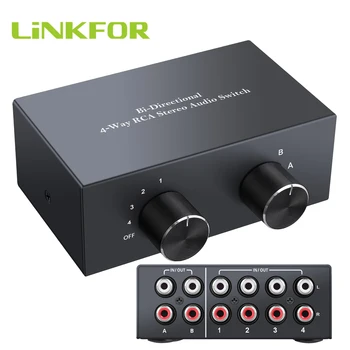 LiNKFOR 2 In 4 Out / 4 In 2 Out 4 Yollu Çift Yönlü RCA Stereo Ses Değiştirici L / R Jack Ses Kanalı RCA Ses Anahtarı Seçici 2