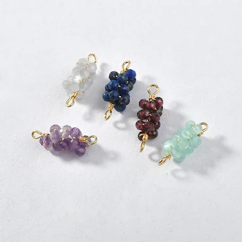 Mini küçük üzüm berry doğal taş kristal dokuma çift asılı dıy el yapımı takı malzemesi aksesuarları