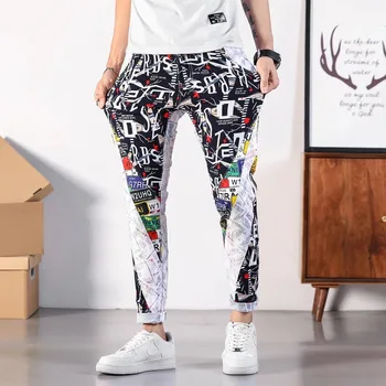 Moda Baskı Erkek Kot 2020 Yeni Moda Rahat Tasarım Streetwear Skinny Jeans Erkekler İçin