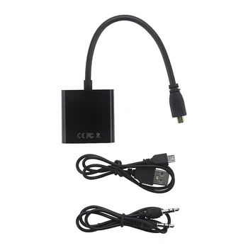 Mikro HDMI uyumlu VGA Dönüştürücü 3.5 mm Ses Jakı USB Güç Kablosu XBOX PS3 4 TV Ahududu Pi 4 Turuncu Pi Sıfır 2