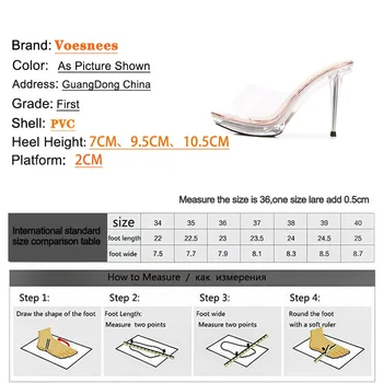 Voesnees Kadın PVC terlik Şeffaf Platform Yuvarlak Ayak Topuklu Sandalet Seksi Şeffaf Yüksek Topuklu yaz elbisesi Kristal Jöle Ayakkabı
