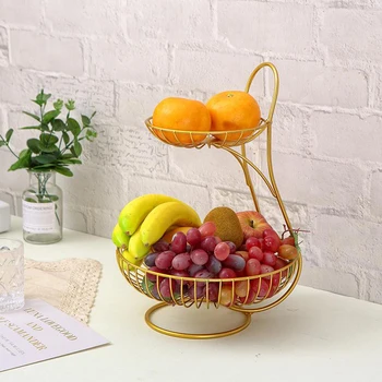 Meyve Sepeti Kase Tutucu Standı Mutfak Sebze metal saklama kutusu Tel Organizatör Dekoratif Ev Gıda Depolama Sepeti