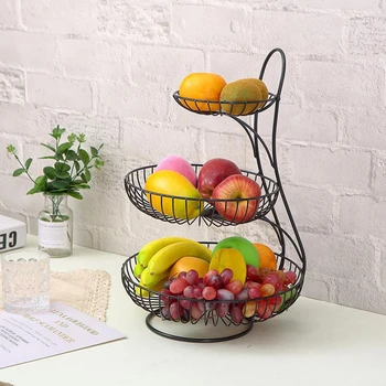 Meyve Sepeti Kase Tutucu Standı Mutfak Sebze metal saklama kutusu Tel Organizatör Dekoratif Ev Gıda Depolama Sepeti 2