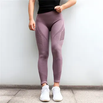 Içi boş Yoga Tayt Kadınlar İçin Spor Tayt Dikişsiz Spor Yoga Pantolon Yüksek Bel Push Up Egzersiz Koşu Katı Tayt Pantolon