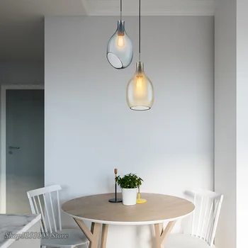 Iskandinav cam kolye ışıkları Danimarka şarap şişesi kolye lambaları modern oturma odası yatak odası mutfak asılı lamba dekor armatür