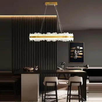 LED Postmodern Yuvarlak Paslanmaz Çelik Altın Tasarımcı Avize Aydınlatma Parlaklık Süspansiyon Armatür Lampen Yemek Odası İçin