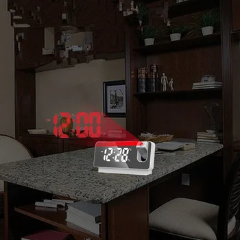 Renkli LED dijital alarmlı saat Saat Masa Saati Elektronik Masaüstü Saatler USB Uyandırma Saati 180° Zaman Projeksiyon Masa Saati 2