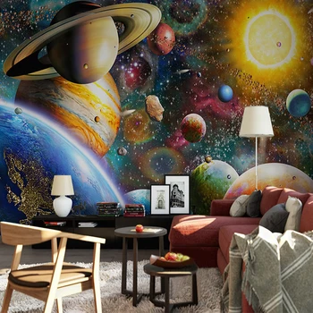 Özel Büyük 3D Duvar Kağıdı Uzay Evren çocuk Yatak Odası Galeri Arka Plan duvar tablosu Freskler Papel De Parede Sala