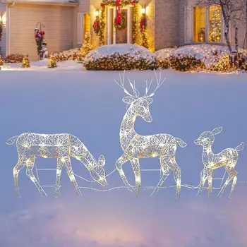 Işıklı Noel Ren Geyiği Su geçirmez güneş ışığı Dekorasyon Bahçe Açık Ayakta Elk Süs Yard Çim