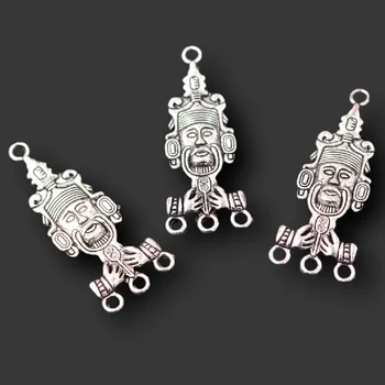 8 adet Gümüş Kaplama Antik Maya Totem Tanrı Bağlantı Retro Küpe Metal Aksesuarları DIY Takılar Takı El Sanatları Yapımı İçin