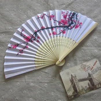 Vintage İpek yelpaze Çin Japon Kiraz Çiçeği Bambu yelpaze Püskül Dans El Fan Ev Dekor Süsleme Zanaat Hediye 3