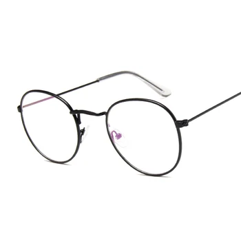 Vintage Yuvarlak Gözlük Şeffaf Lens Moda Altın Yuvarlak Metal Çerçeve Gözlük Optik Erkek Kadın Gözlük Çerçevesi Sahte Gözlük 0