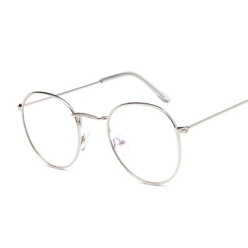 Vintage Yuvarlak Gözlük Şeffaf Lens Moda Altın Yuvarlak Metal Çerçeve Gözlük Optik Erkek Kadın Gözlük Çerçevesi Sahte Gözlük 2