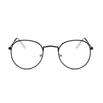 Vintage Yuvarlak Gözlük Şeffaf Lens Moda Altın Yuvarlak Metal Çerçeve Gözlük Optik Erkek Kadın Gözlük Çerçevesi Sahte Gözlük 3