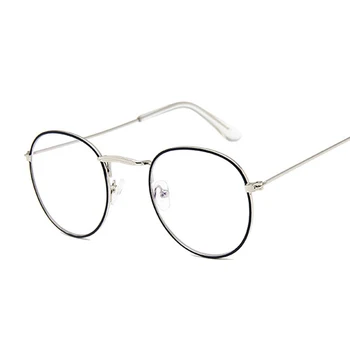 Vintage Yuvarlak Gözlük Şeffaf Lens Moda Altın Yuvarlak Metal Çerçeve Gözlük Optik Erkek Kadın Gözlük Çerçevesi Sahte Gözlük 4
