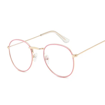 Vintage Yuvarlak Gözlük Şeffaf Lens Moda Altın Yuvarlak Metal Çerçeve Gözlük Optik Erkek Kadın Gözlük Çerçevesi Sahte Gözlük 5
