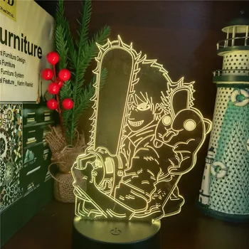 Testere Adam Anime figürleri gece ışıkları Manga 3D Led Lamba Aksiyon figürleri Karikatür Çocuklar Noel Oyuncaklar hediye yatak odası dekoru Juguetes