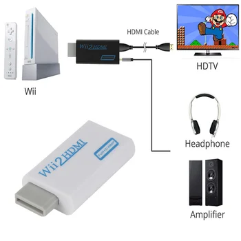 WVVMVV HD 1080 P Wii HDMI uyumlu Dönüştürücü Adaptör Full HD 720 P 1080 P 3.5 mm Ses Video Kablosu PC HDTV Monitör Ekran 1