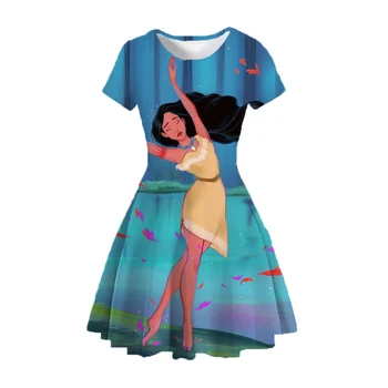 Yaz Kız Elbise Disney Pocahontas Prenses Baskı Çocuk Giyim Yeni Spor Çocuklar Karikatür Prenses Elbise doğum günü partisi elbisesi