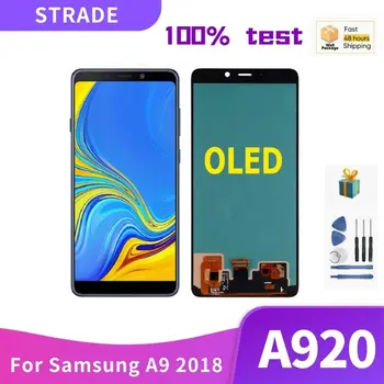 OLED Samsung Galaxy A9 2018 A9s A9 Yıldız Pro A920F / DS lcd ekran dokunmatik ekran digitizer için çerçeve ile Samsung A920 lcd