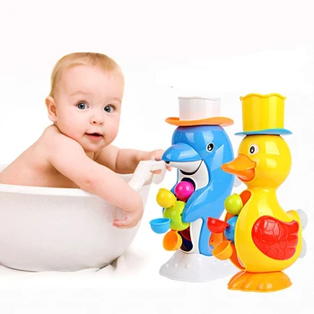 Yeni Bebek Musluk Su Banyosu Oyuncakları Ördek Püskürtme Banyo Yunus Su Püskürtme Oyuncak Küçük Su Çarkı Yaz Oyuncaklar Bebek için 1