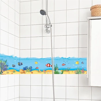 Deniz dibi karikatür hayvan okyanus balığı tuvalet banyo dekoratif ev mutfak çıkartması duvar sticker çocuk odası bebek kreş DIY duvar